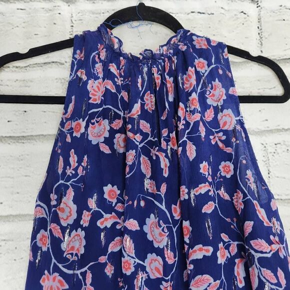 Rebecca Taylor Sleeveless Flowy Blouse Womens Size 2 Mock Neck Silk Top Lined - Picture 10 of 14